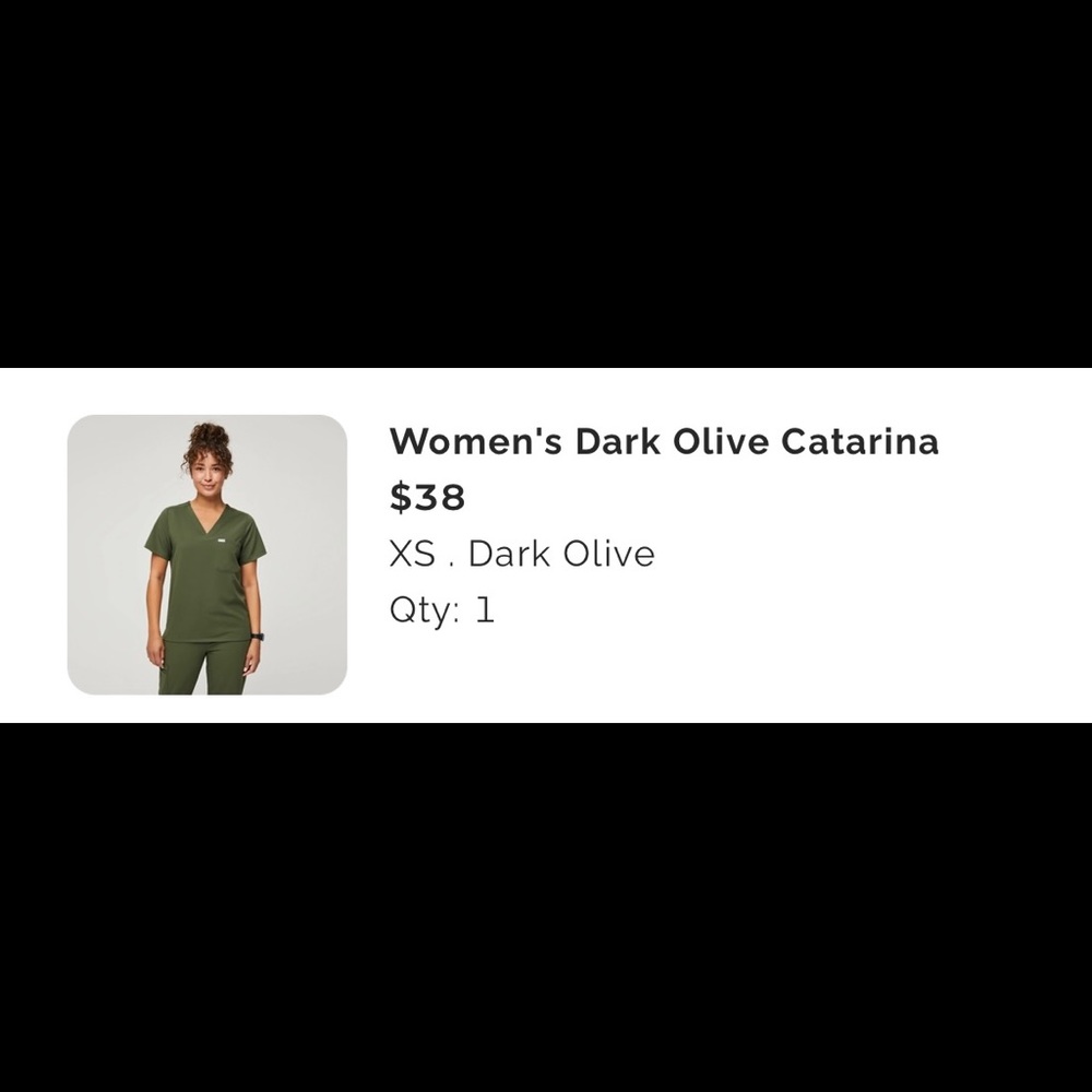 FIGS Dark Olive Catarina Scrub Top